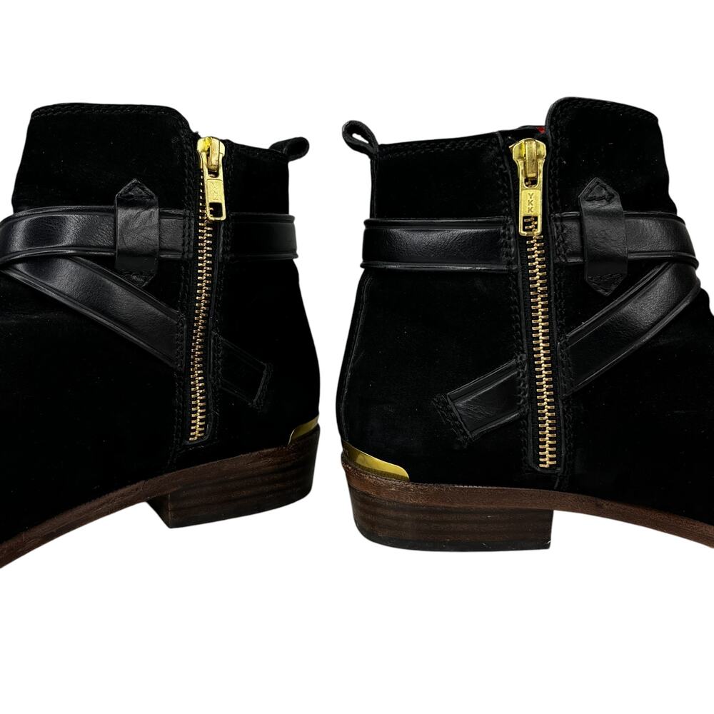 Coach Leoda Ankle Boots Black 7.5 Nubuck Gold - Picture 7 of 14